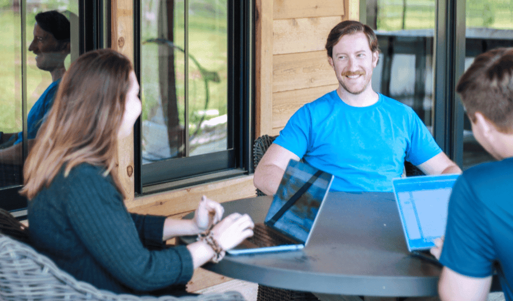 N2 team sitting outside