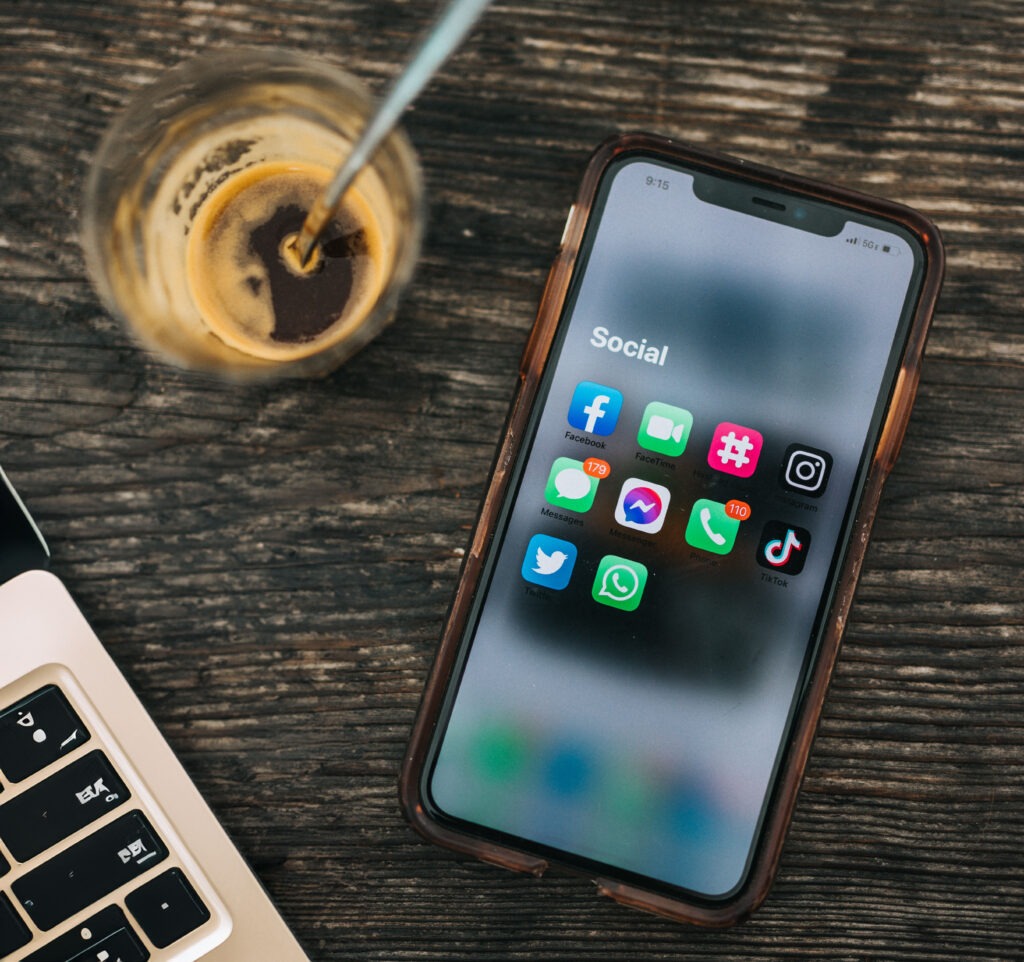 phone with social media icons