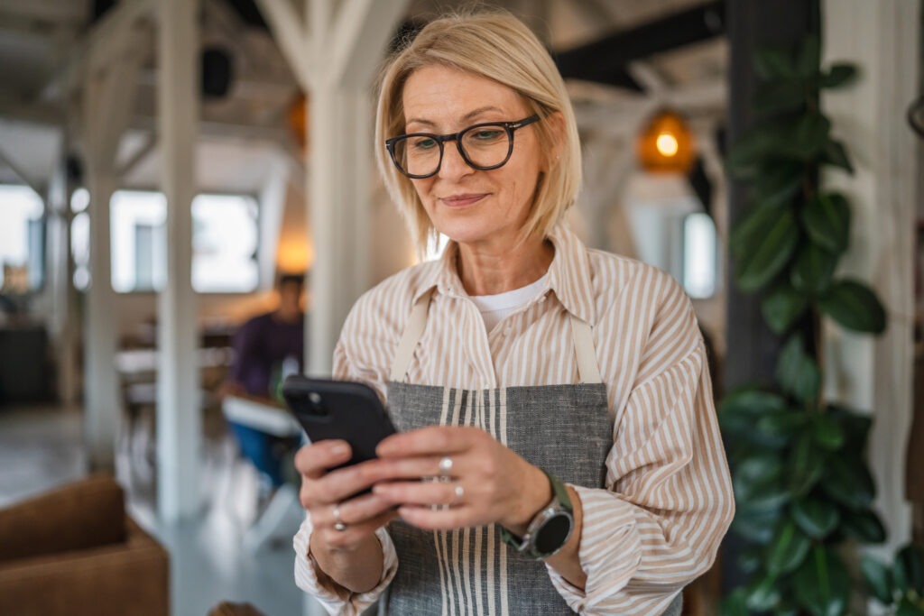 Small business owner on social media